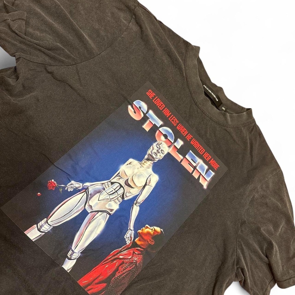 Stolen Girlfriends Club Mens Black Graphic T-Shirt Robot Retro Art XXL